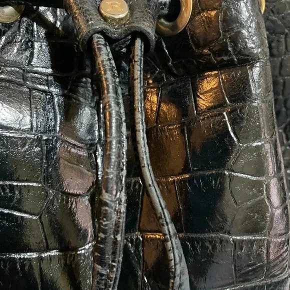 Francesco rogani black croc leather satchel handbag - Picture 15 of 15